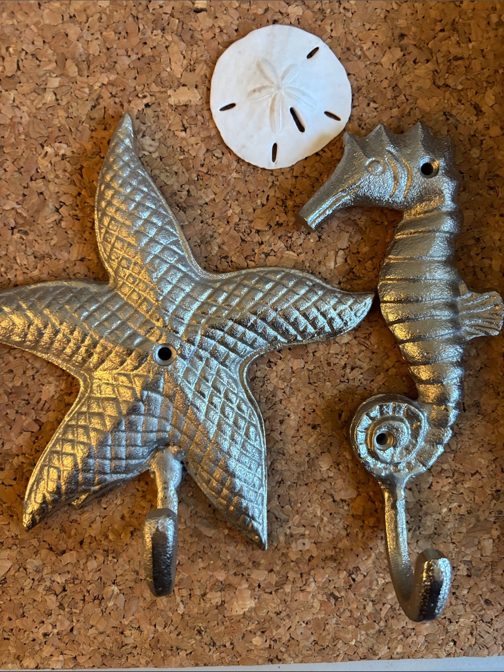 Coastal Starfish and Seahorse Wall Hooks - Silver